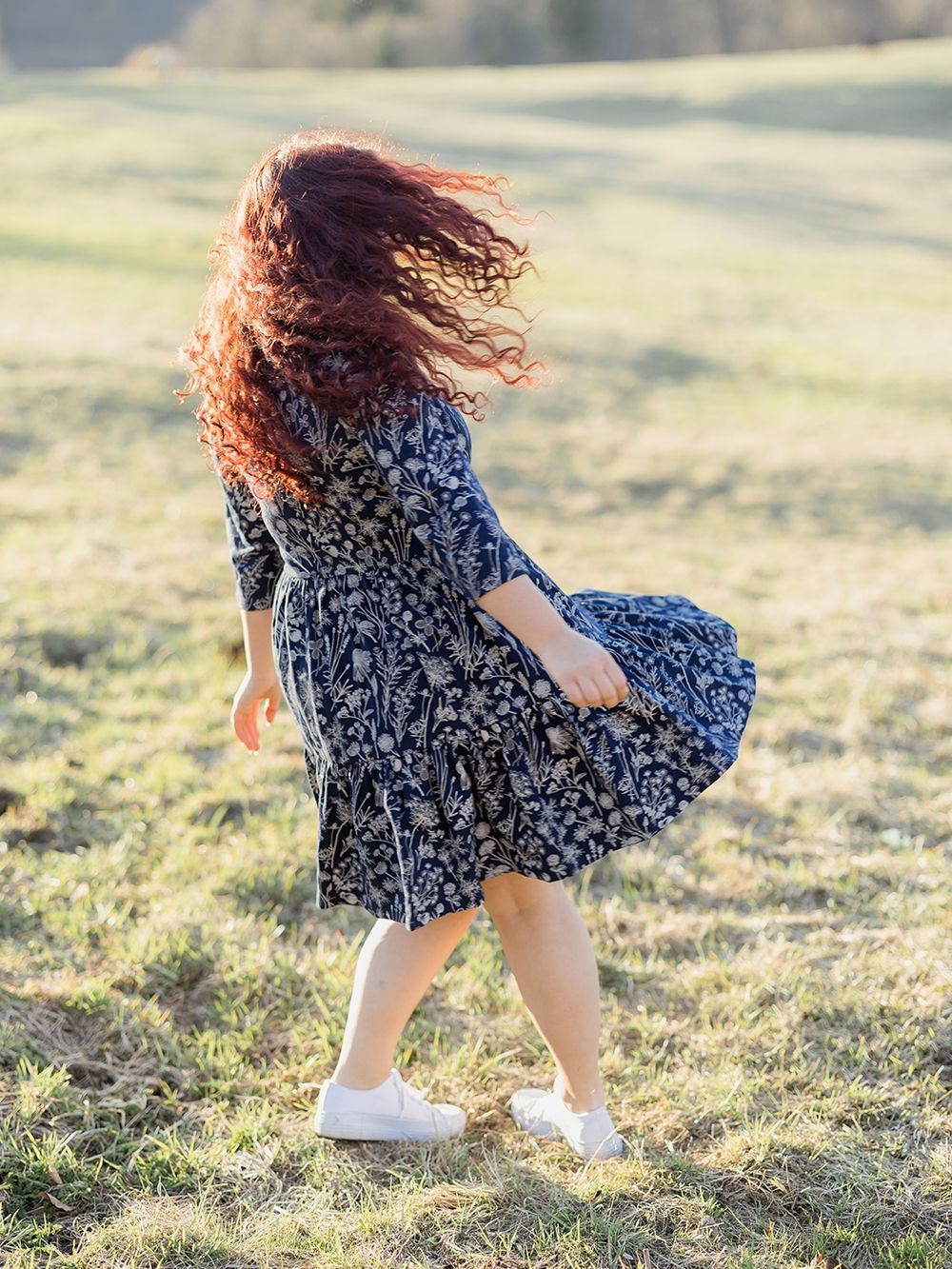 3/4 sleeved women's flounce dress  HERBARIUM