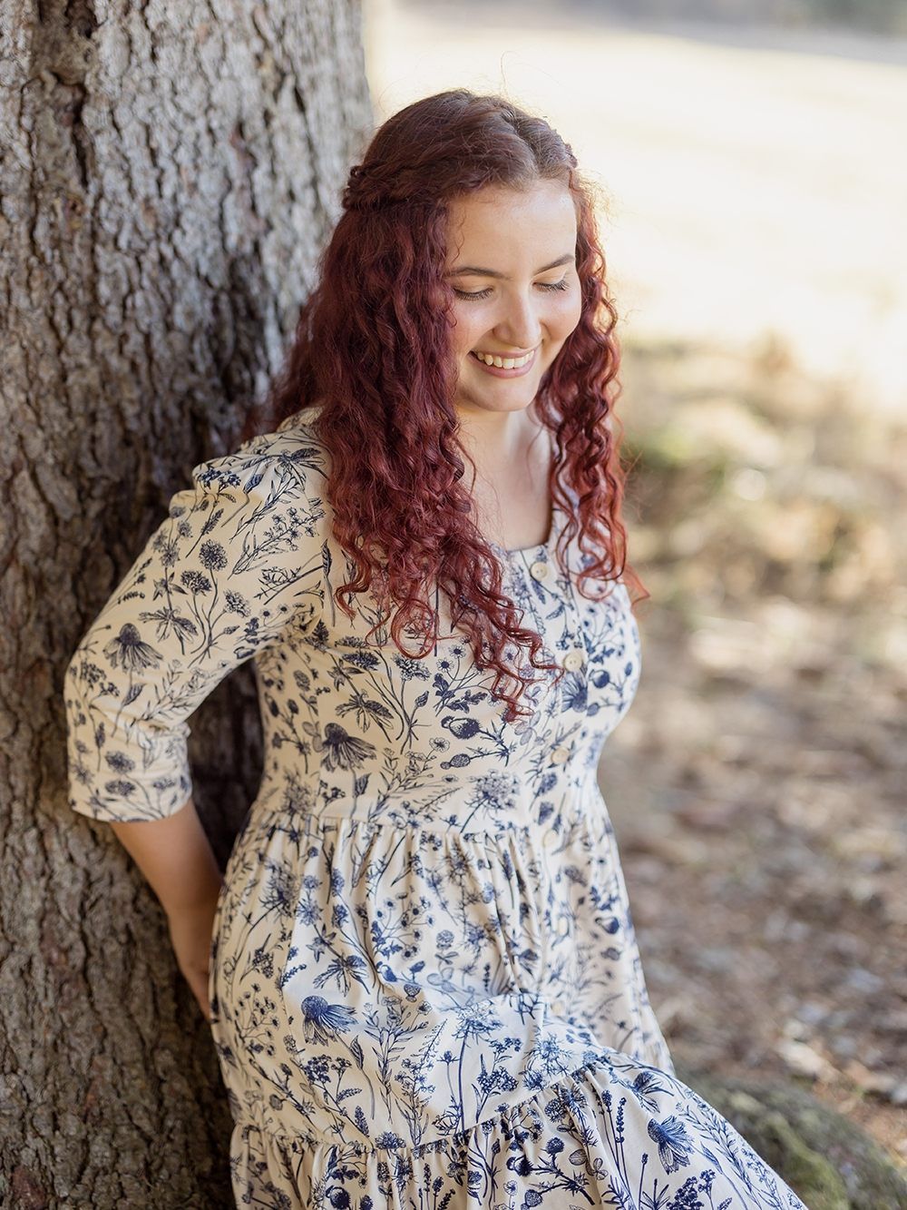 3/4 sleeved women's flounce dress  HERBARIUM