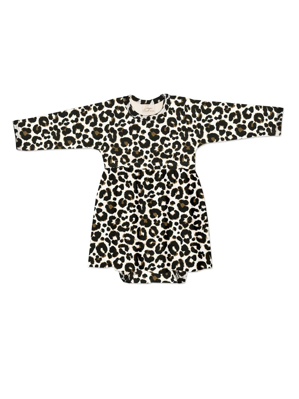 Baby bodysuit dress LEOPARD with long sleeves