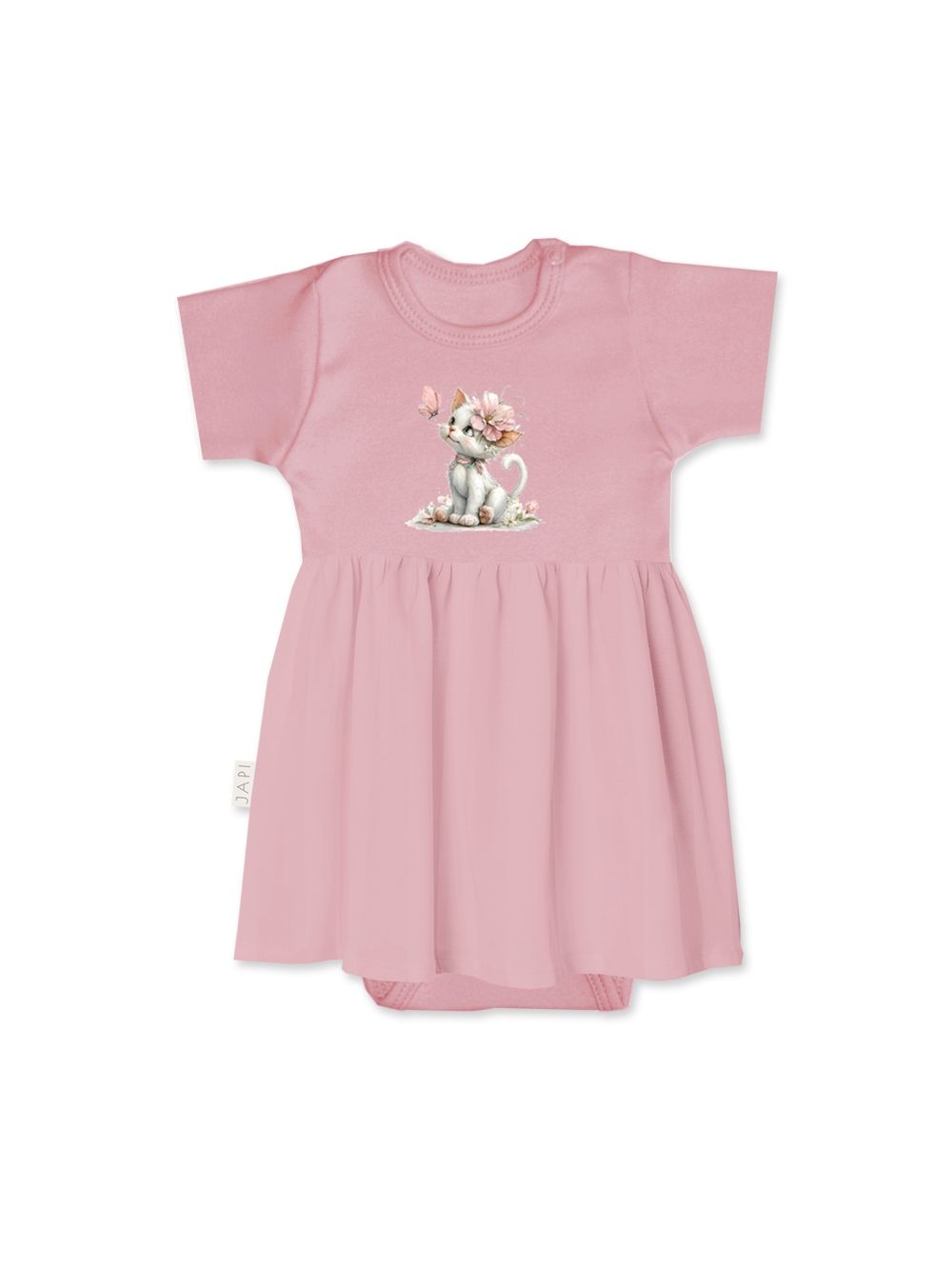 Baby bodysuit dress SWEET CAT with long sleeves