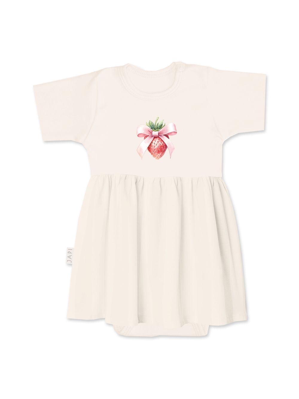 Baby bodysuit dress SWEET STRAWBERRY with short sleeves