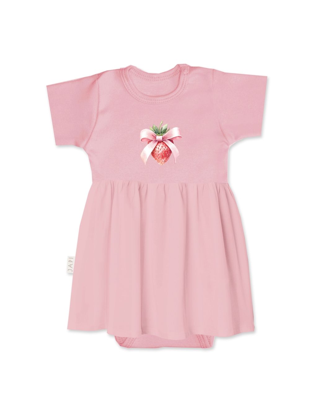 Baby bodysuit dress SWEET STRAWBERRY with short sleeves