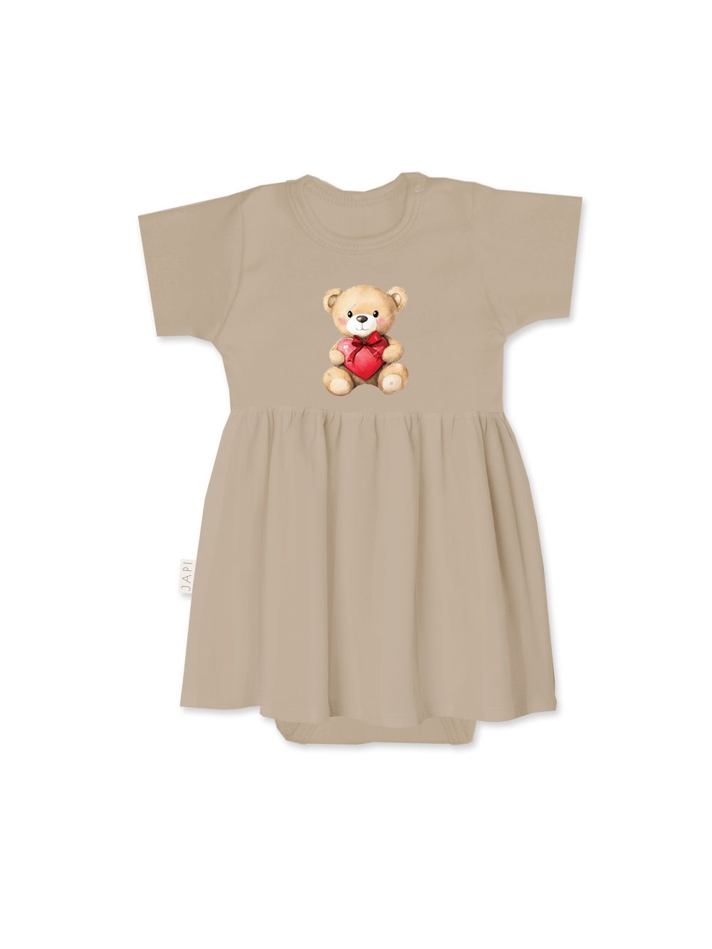 Baby bodysuit dress TEDDY LOVE with long sleeves