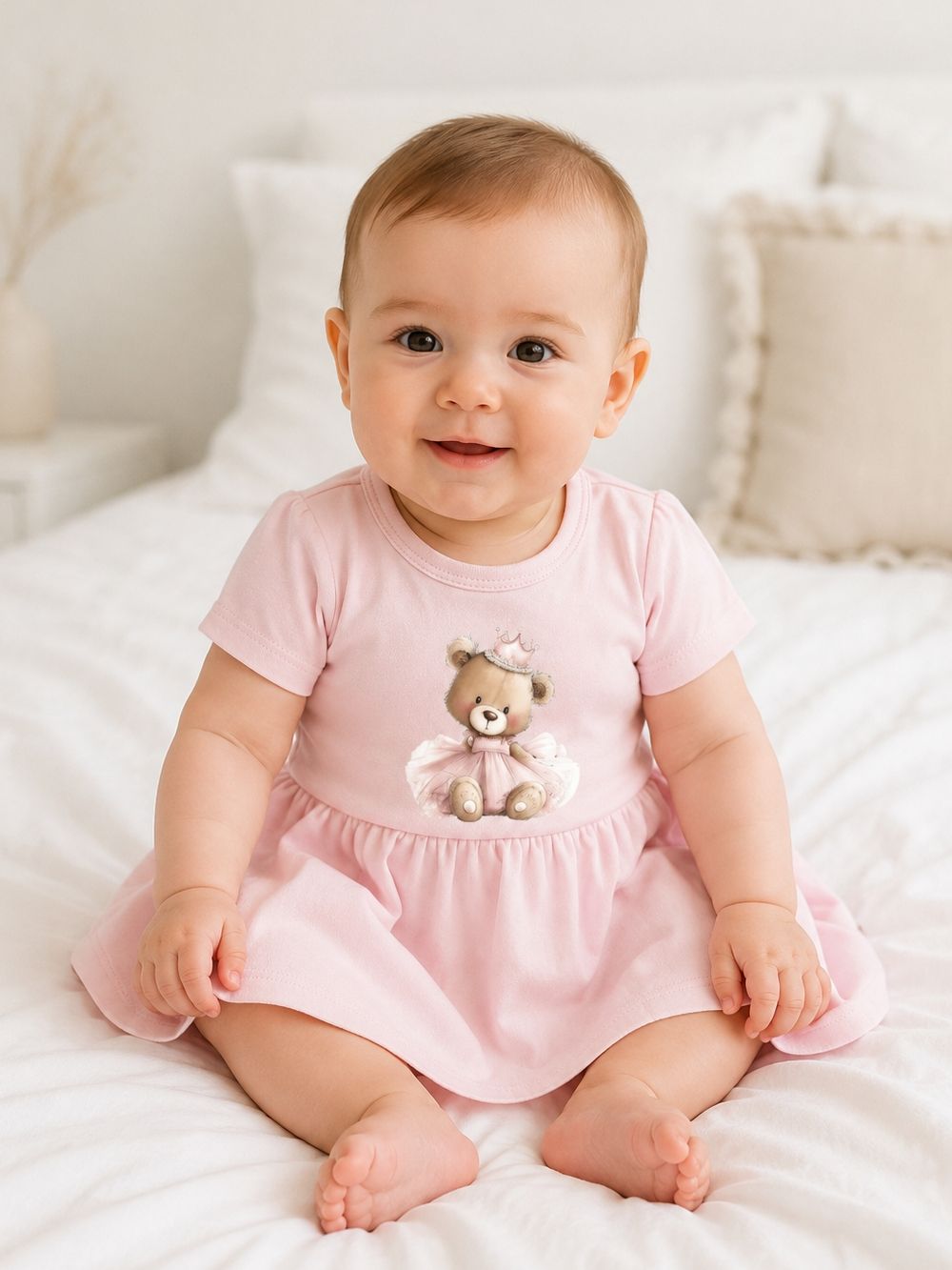 Baby bodysuit dress TEDDY PRINCESS with short sleeves