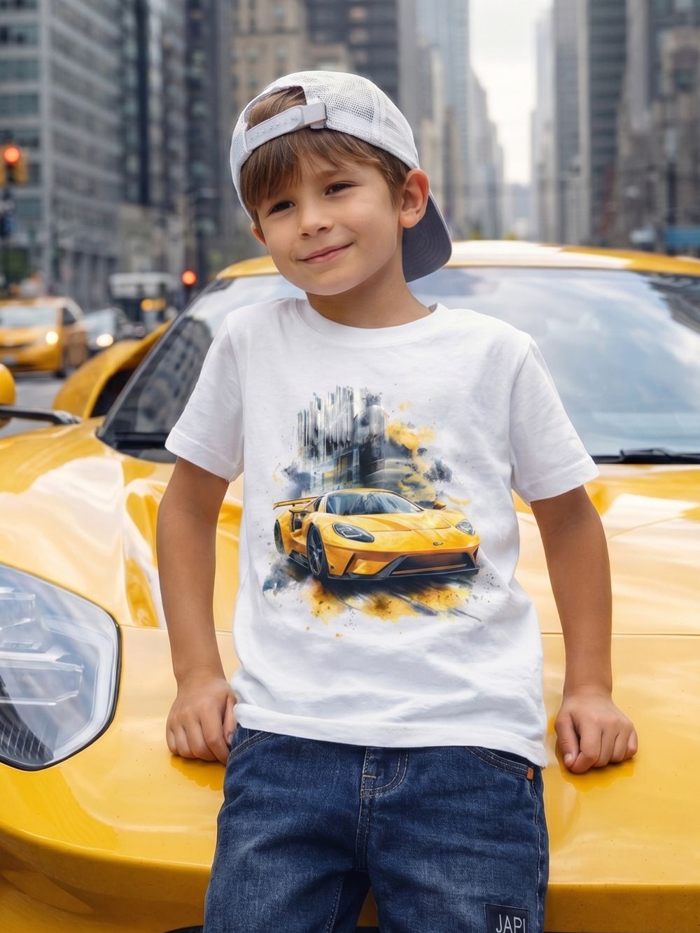 Boys'short-sleeved SPORT CAR T-shirt
