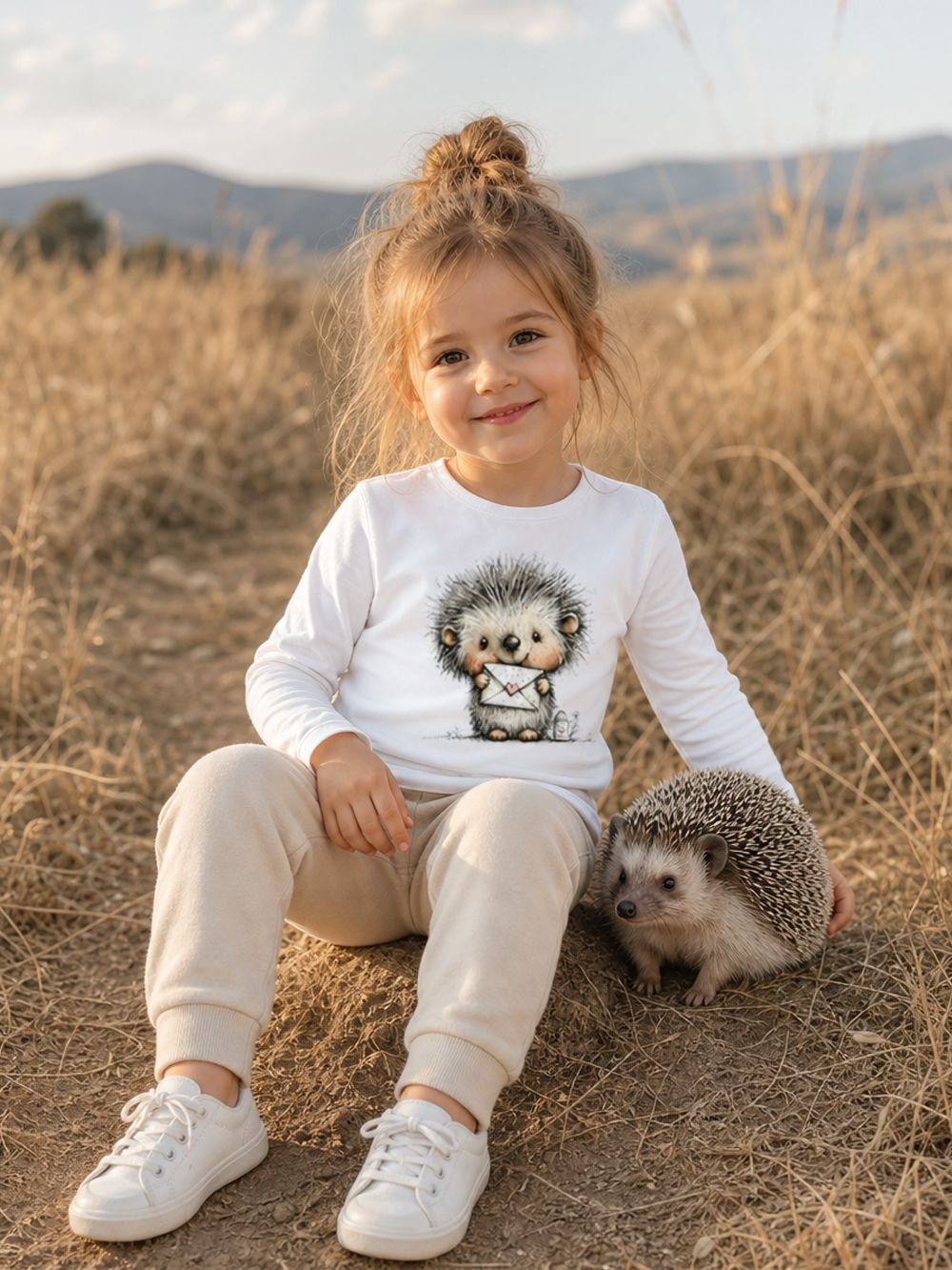 Children's long-sleeved T-shirt LOVELY HEDGEHOG
