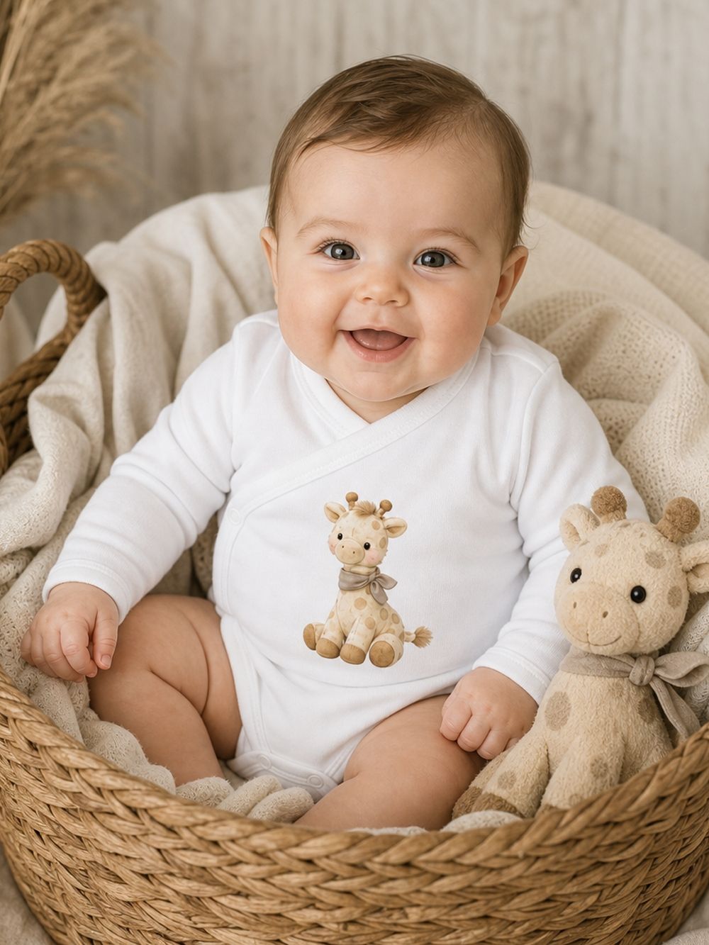 Children's long-sleeved wrap bodysuits GIRAFFE
