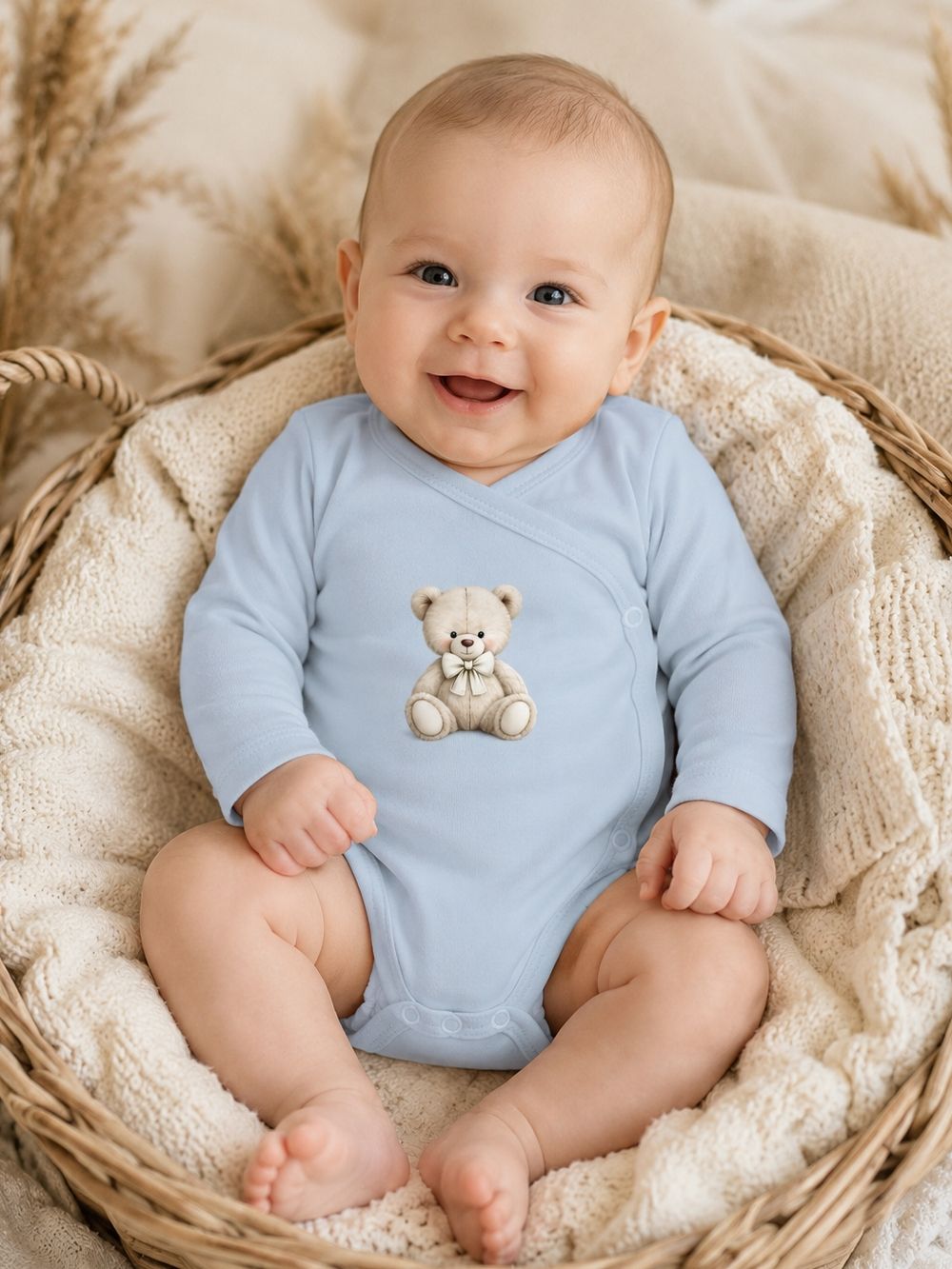 Children's long-sleeved wrap bodysuits LITTLE BEAR