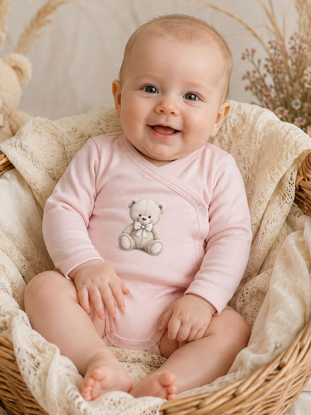 Children's long-sleeved wrap bodysuits LITTLE BEAR