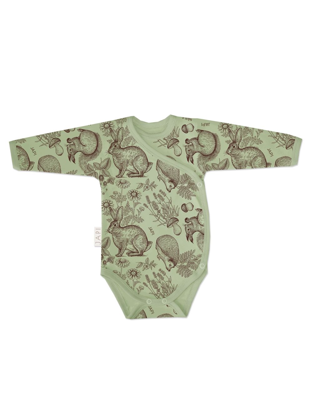 Children's long-sleeved wrap bodysuits WOOD