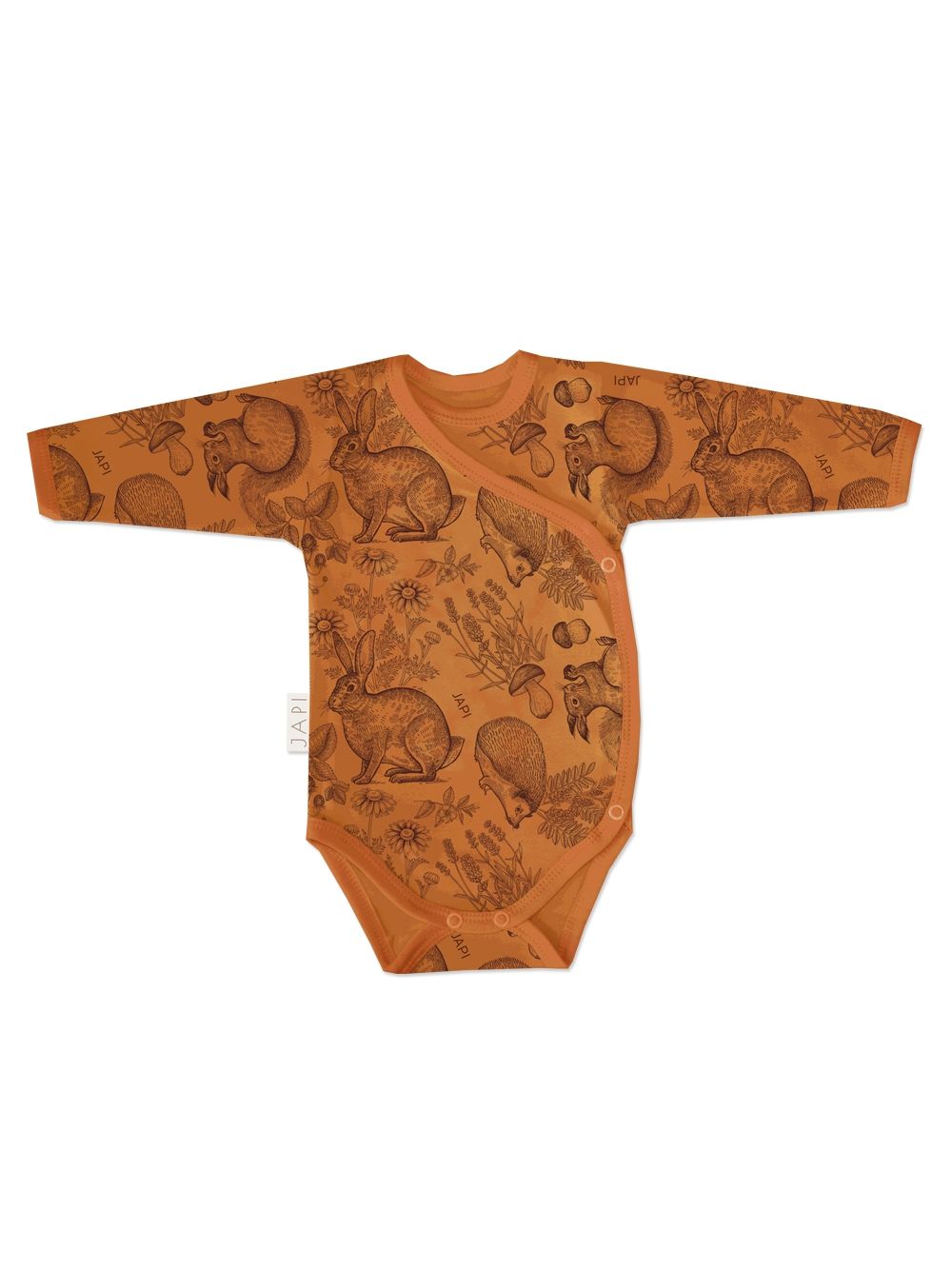 Children's long-sleeved wrap bodysuits WOOD