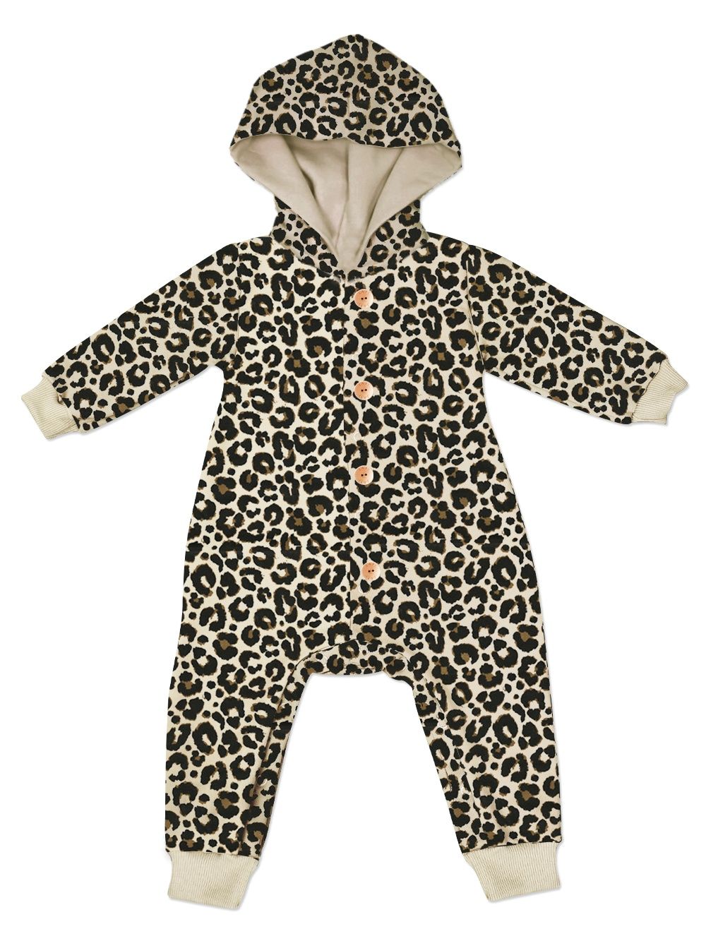 Children's overalls with hood padding LEOPARD