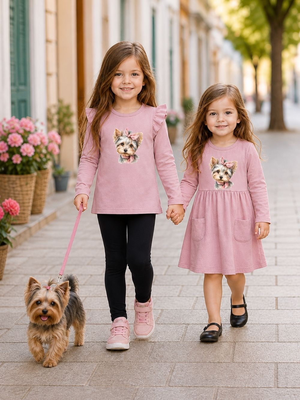 Girls' CUTE DOG long-sleeved dress