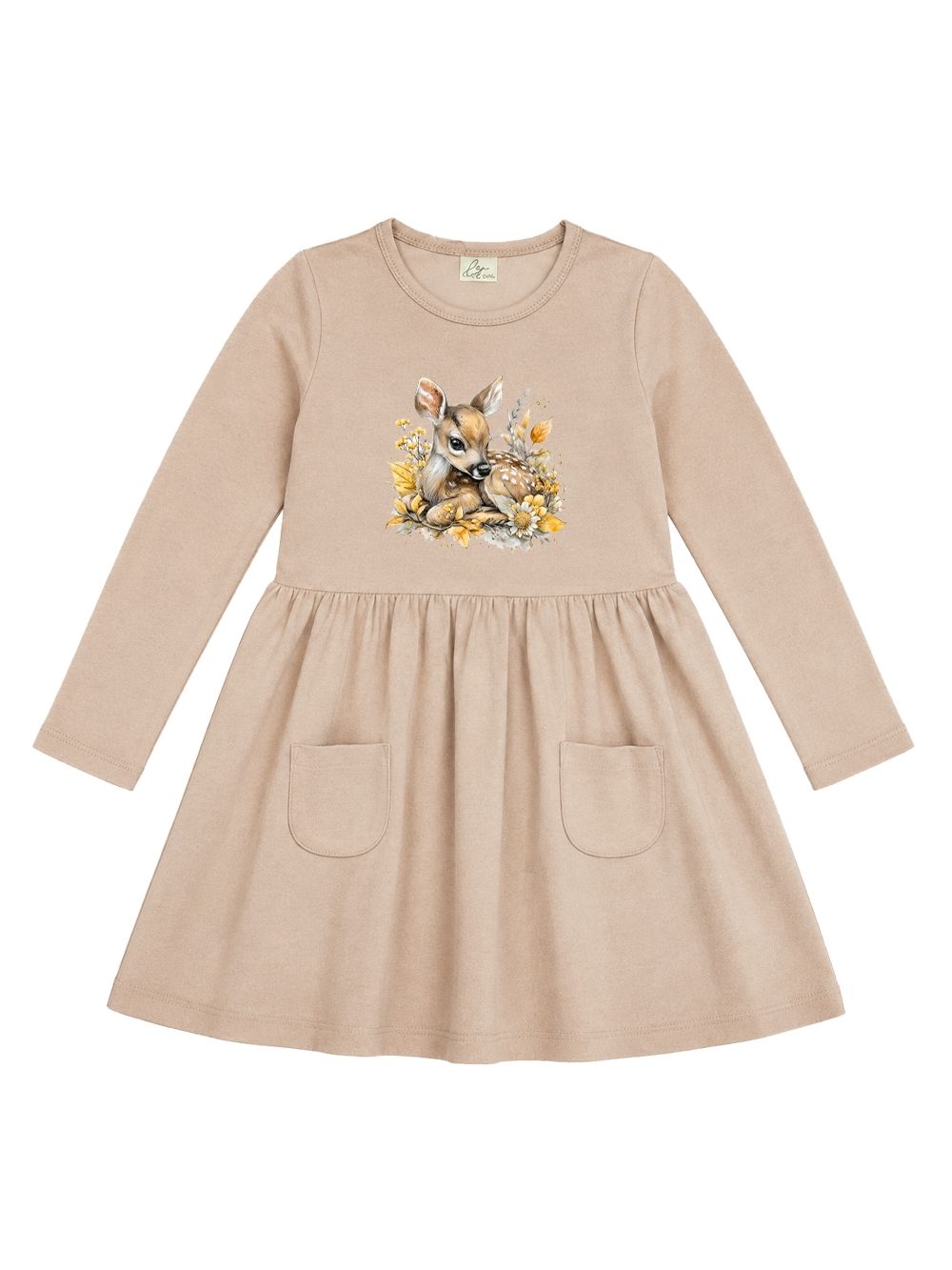 Girls' CUTE FAWN long-sleeved dress