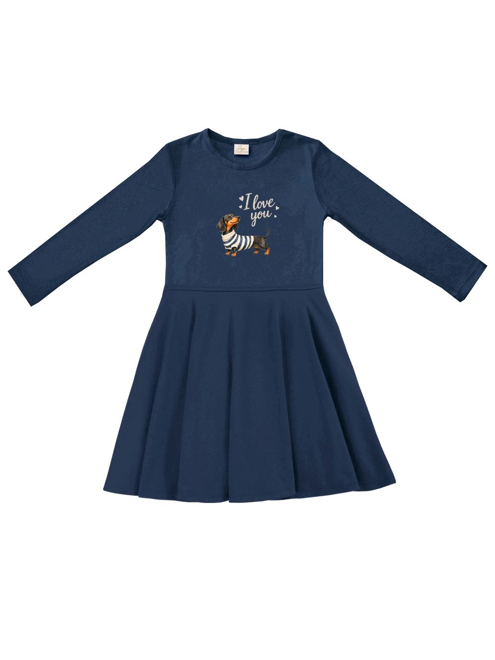 Girls' I LOVE YOU long-sleeved dress