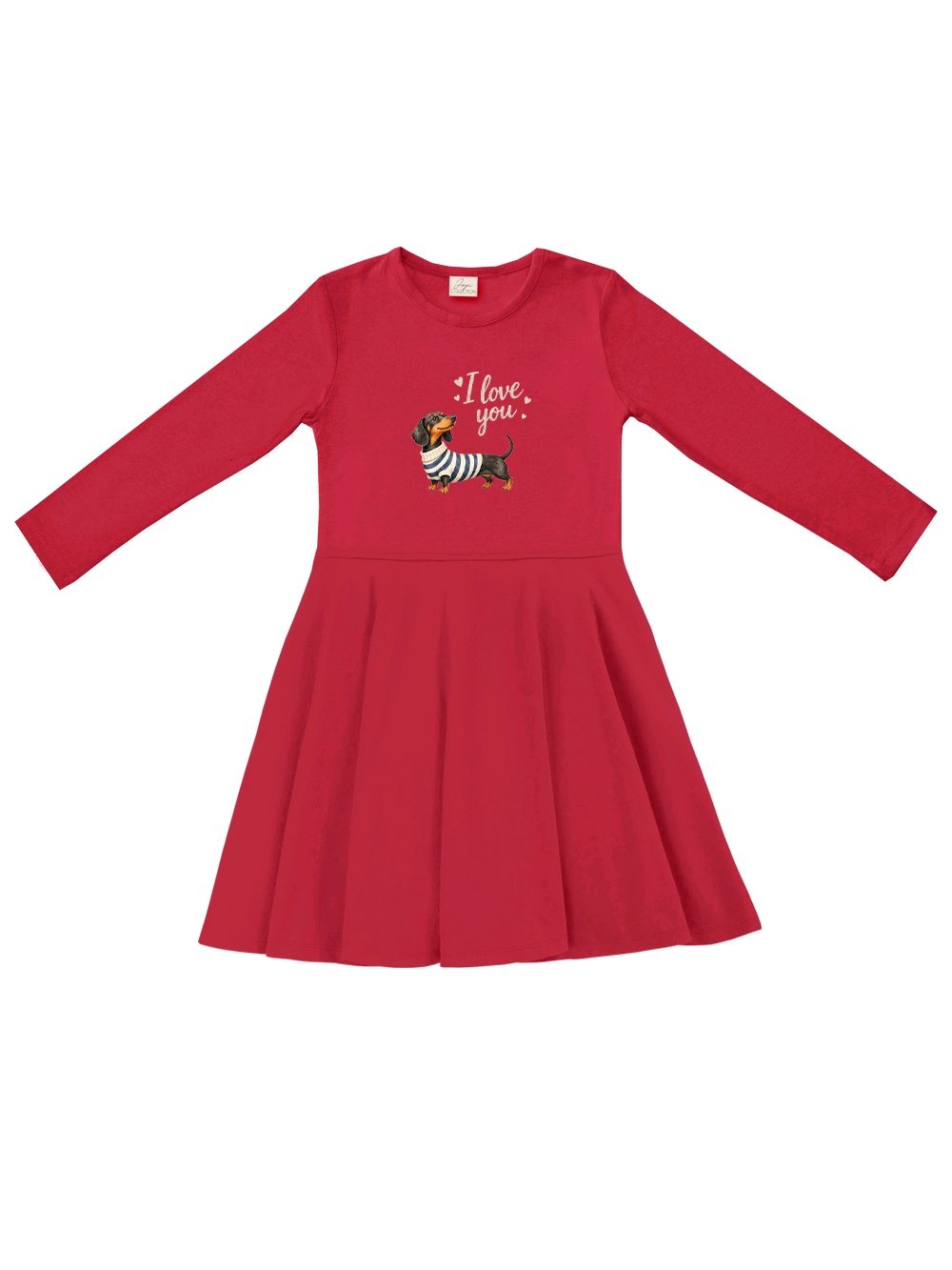 Girls' I LOVE YOU long-sleeved dress