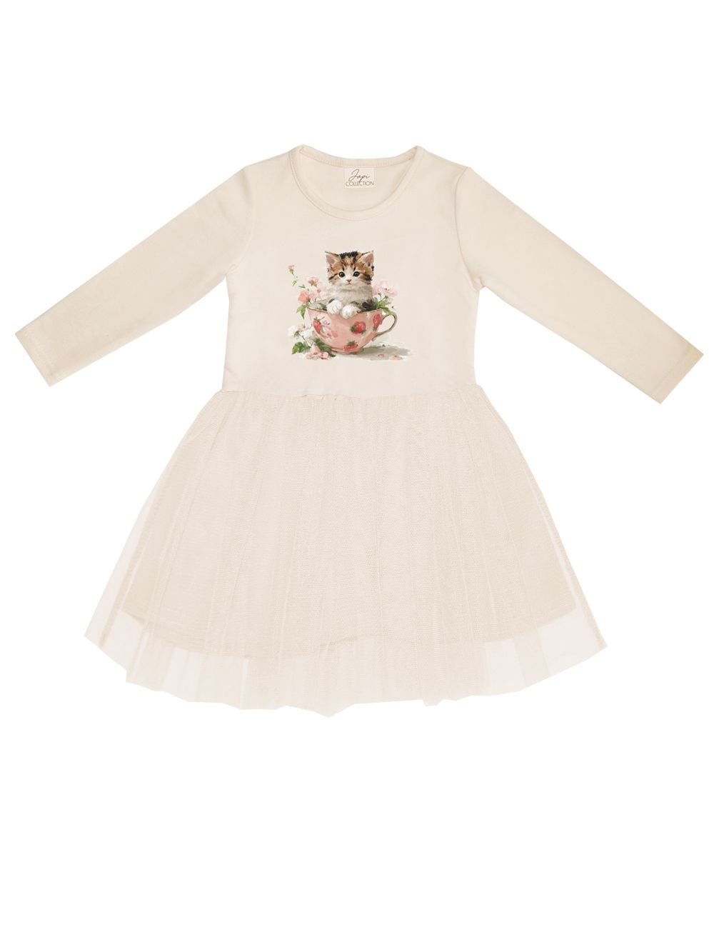Girls' long-sleeve tulle dress CAT and CUP