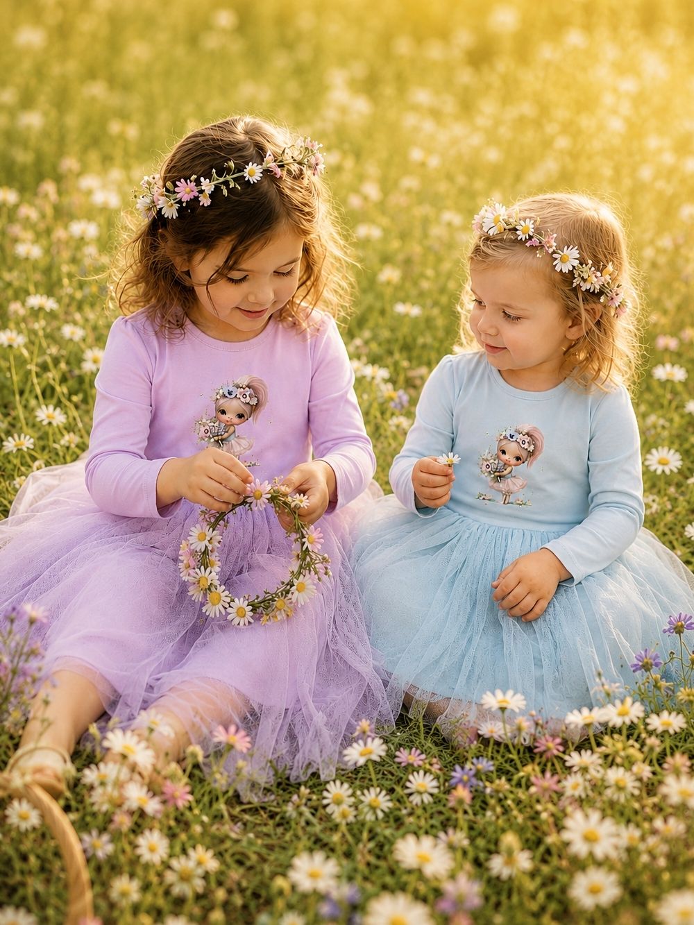 Girls' long-sleeve tulle dress MAGIC TIME