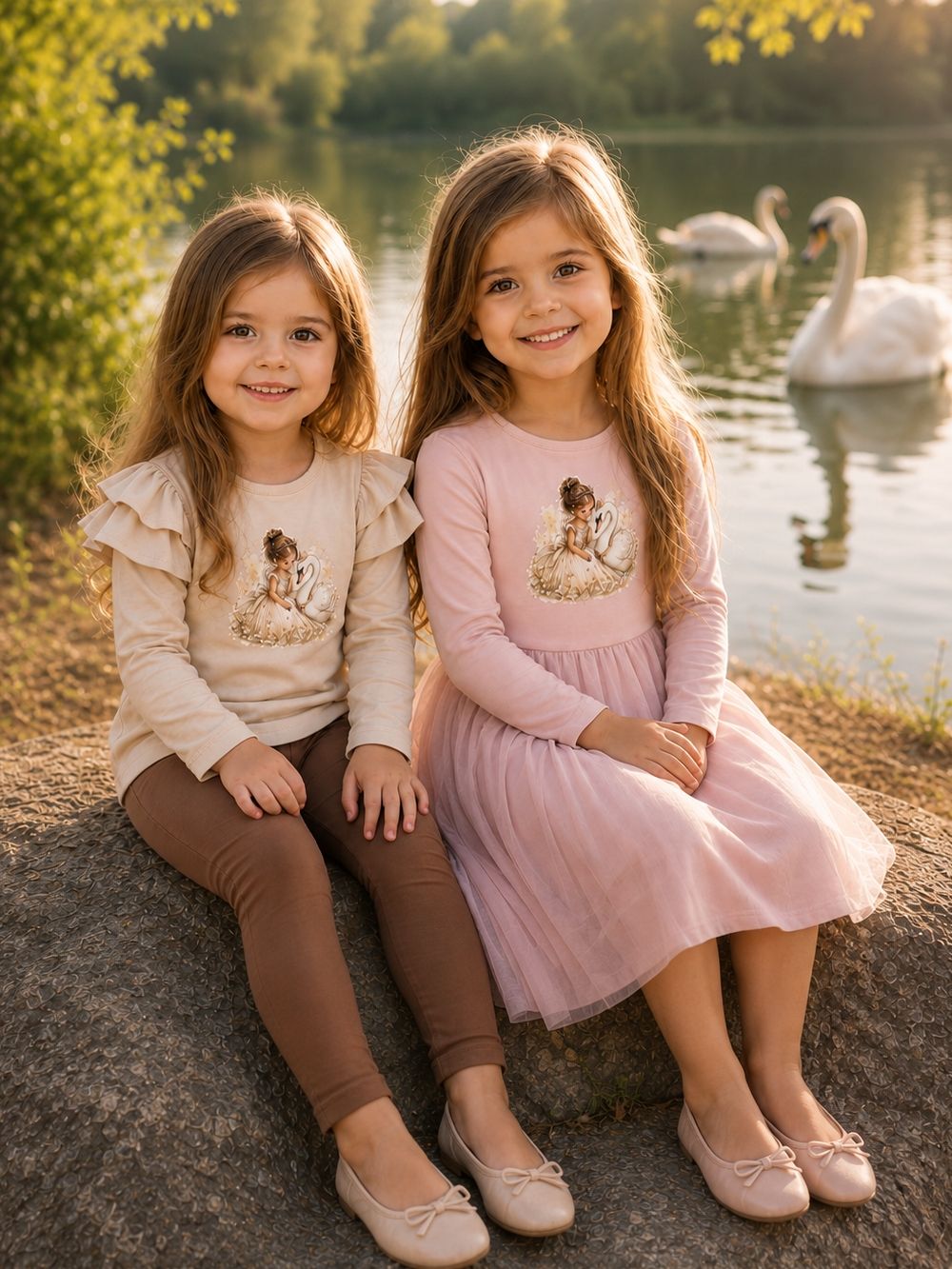 Girls' long-sleeve tulle dress  SWAN and PRINCESS