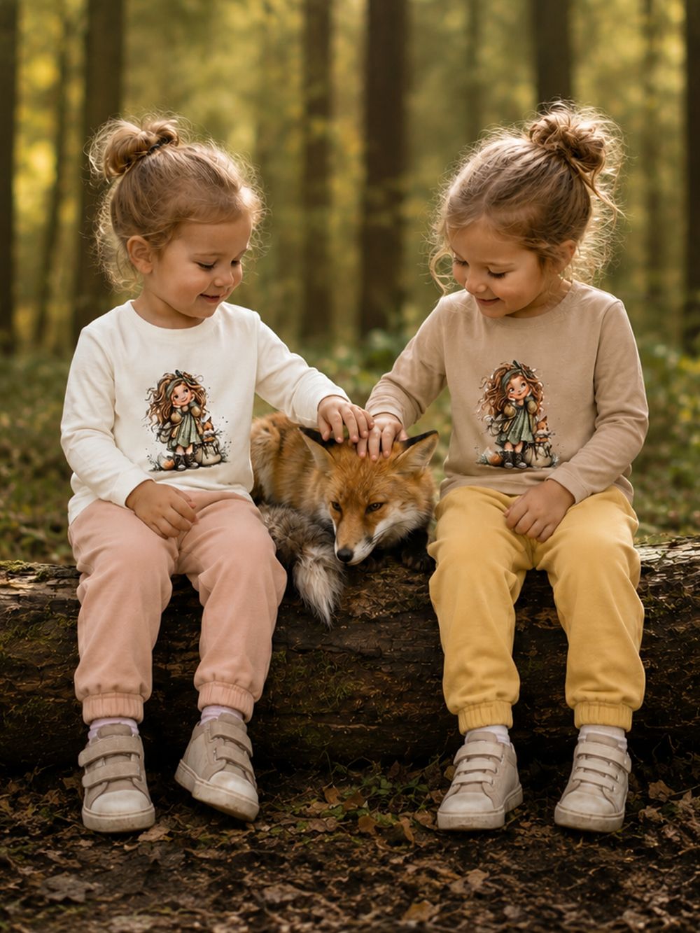 Girls' long-sleeved T-shirt GIRL and FOX