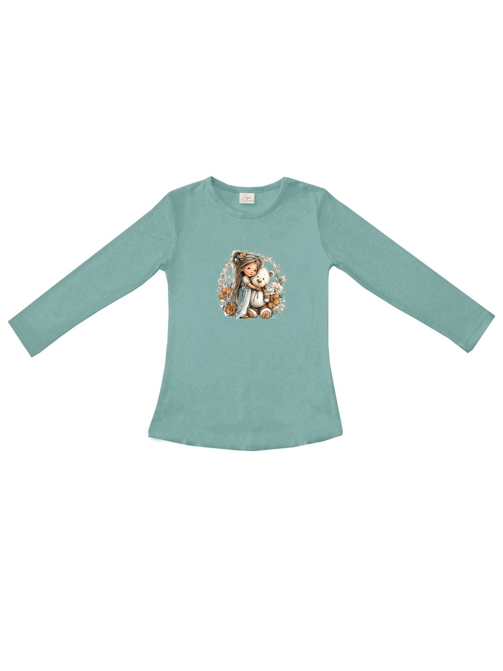 Girls' long-sleeved T-shirt GIRL and TEDDY