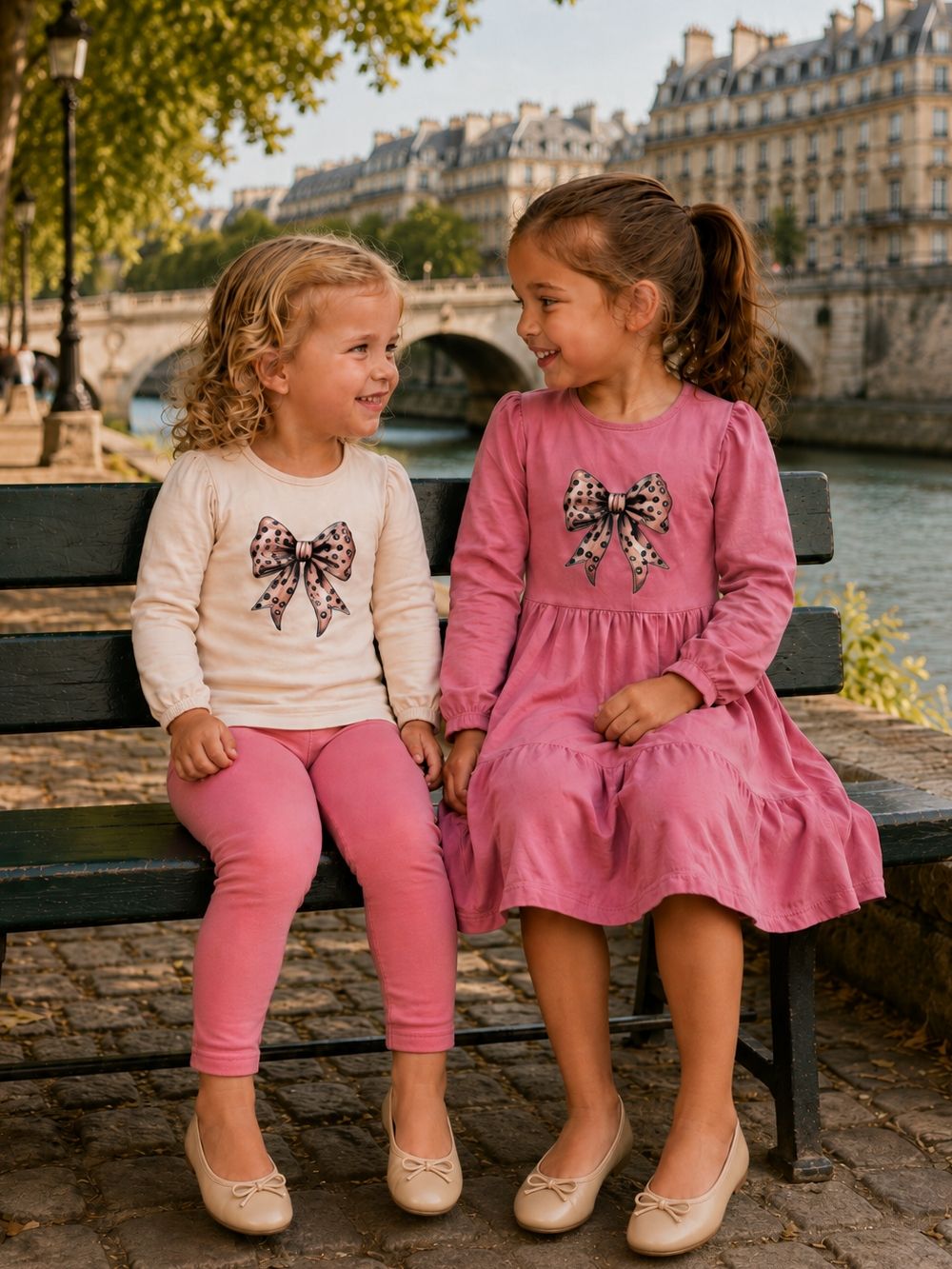 Girls' long-sleeved T-shirt LEO RIBBON