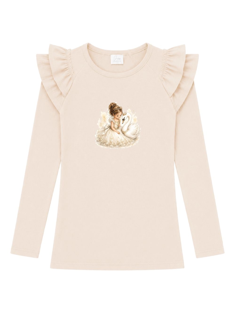 Girls' long-sleeved T-shirt  SWAN and PRINCESS