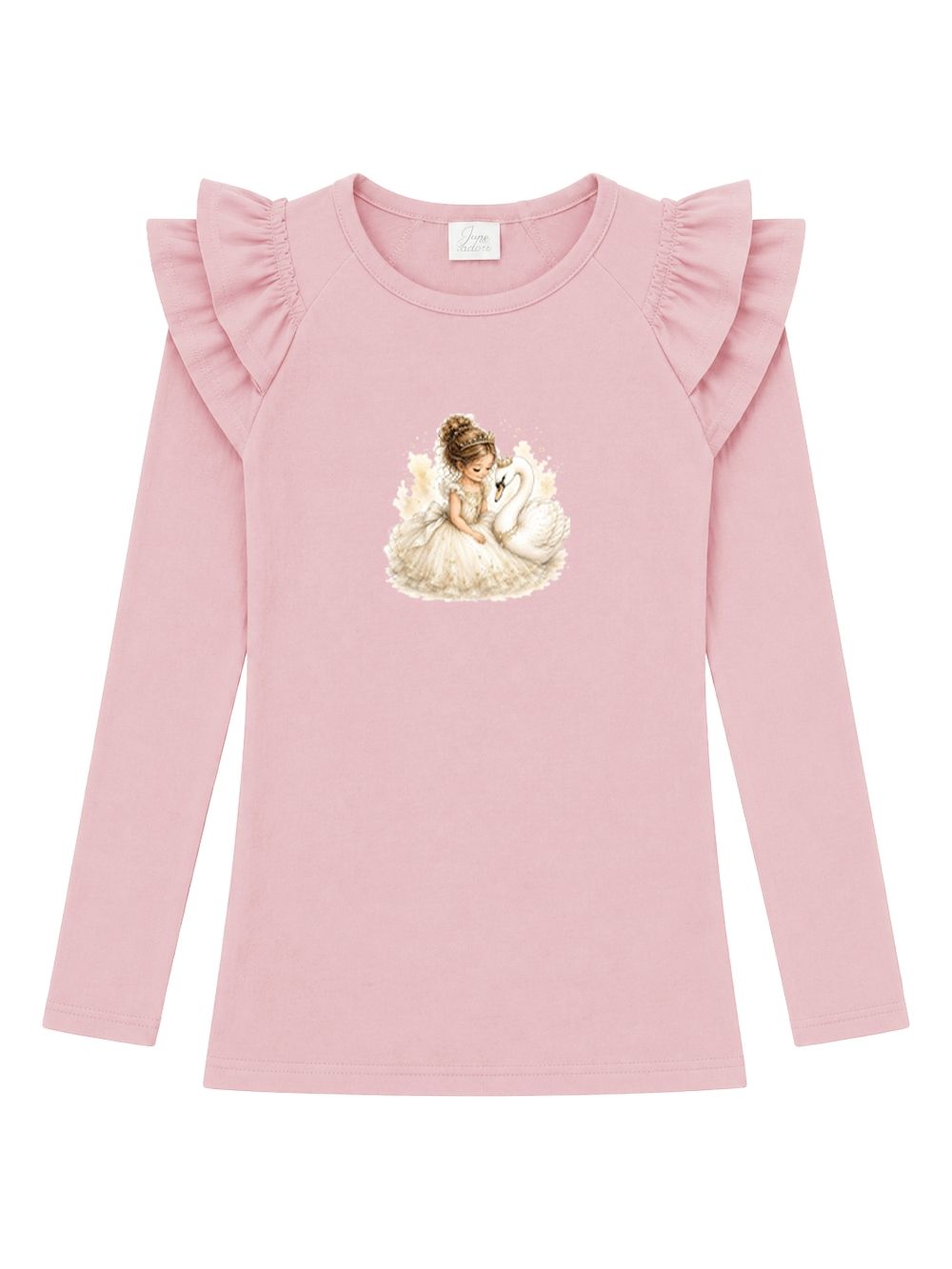 Girls' long-sleeved T-shirt  SWAN and PRINCESS