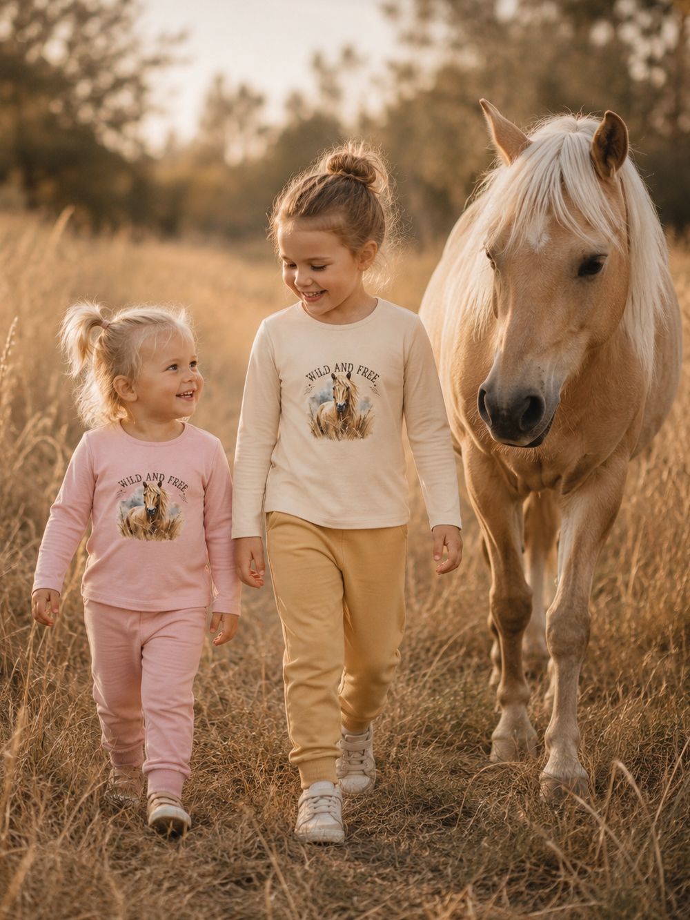 Girls' long-sleeved T-shirt WILD and FREE
