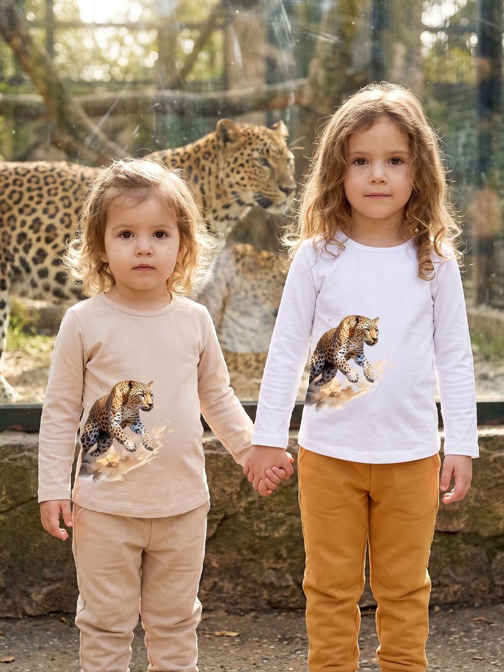 Girls' long-sleeved T-shirt WILD LEOPARD