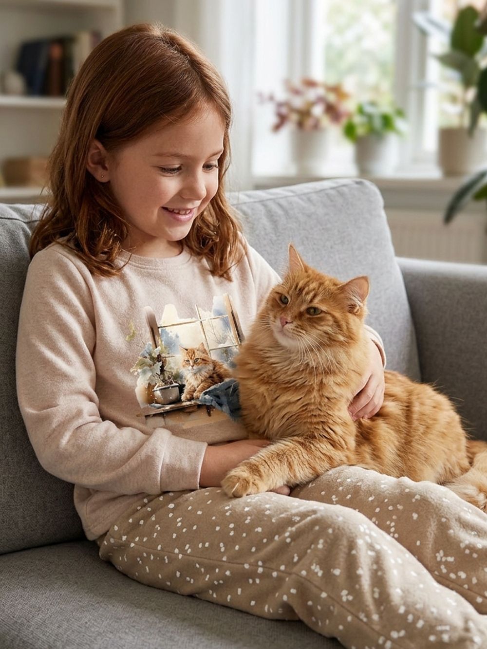 Girls' pajamas CAT in the WINDOW