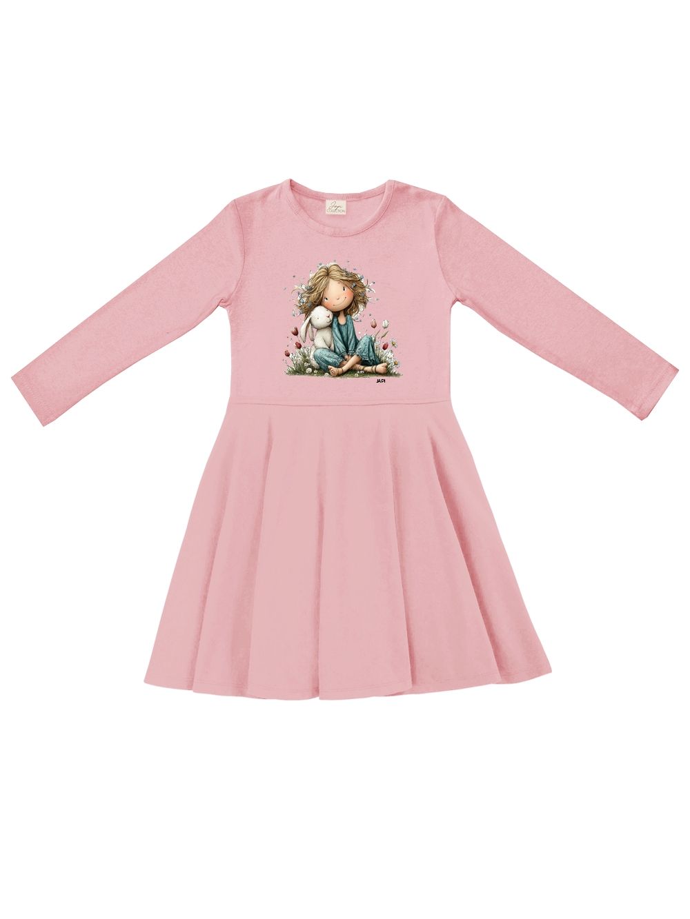 Girls' RABBIT and GIRL long-sleeved dress