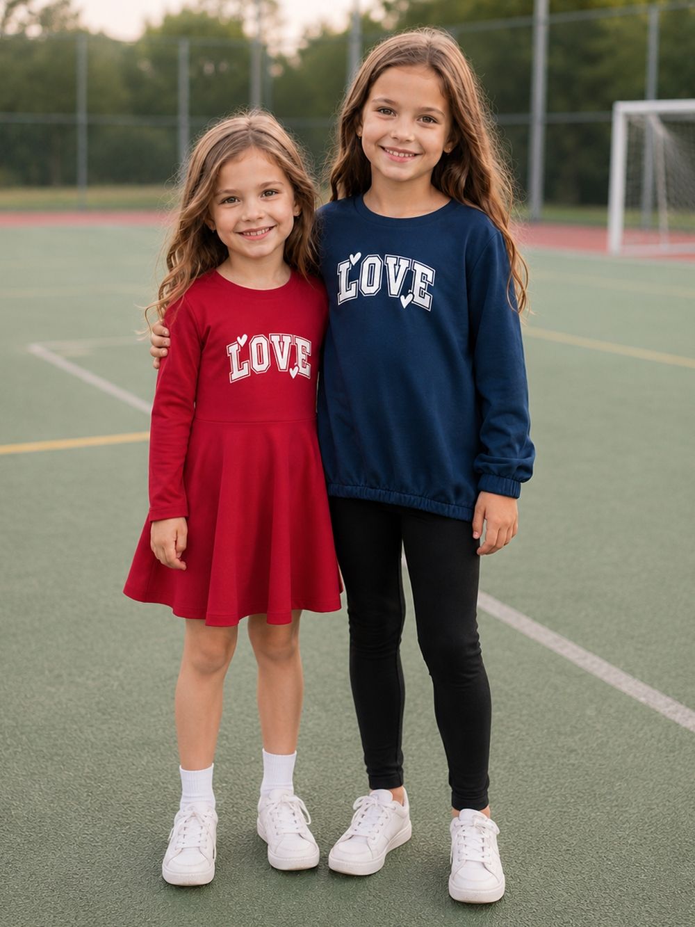 Girls' sweatshirt LOVE and HEARTS