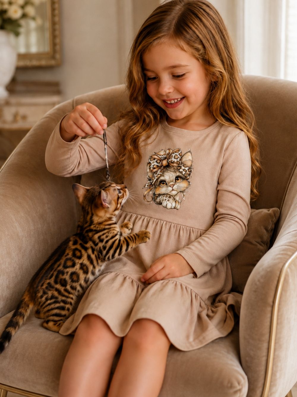 Girls' WILD CAT long-sleeved dress