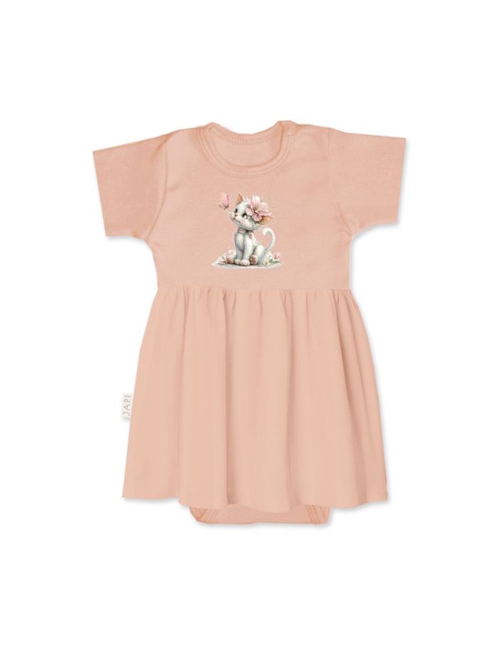 Baby bodysuit dress SWEET CAT with long sleeves