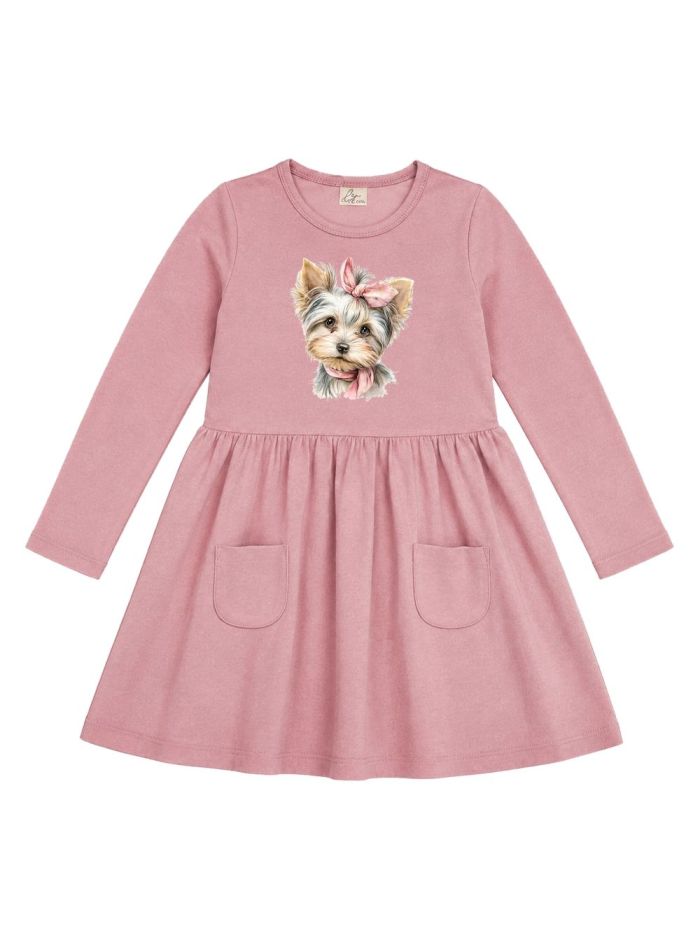 Girls' CUTE DOG long-sleeved dress