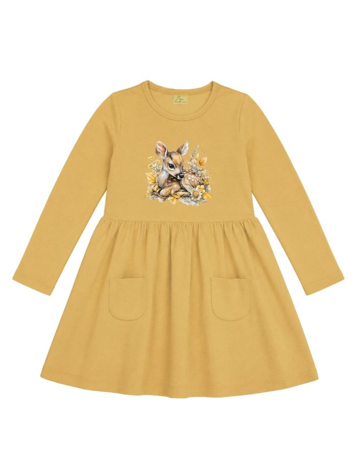 Girls' CUTE FAWN long-sleeved dress