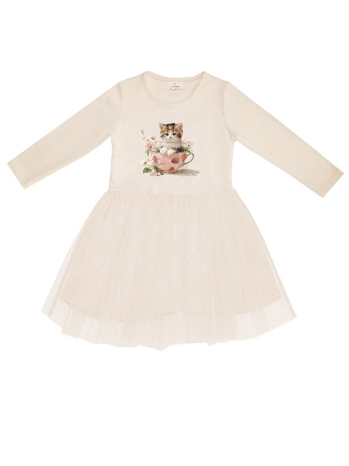Girls' long-sleeve tulle dress CAT and CUP