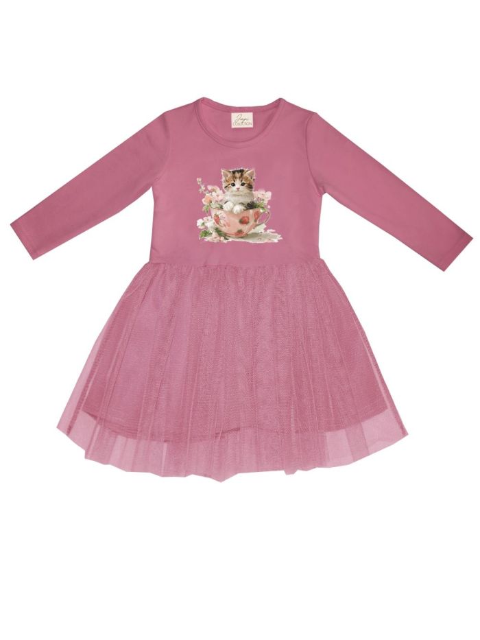 Girls' long-sleeve tulle dress CAT and CUP