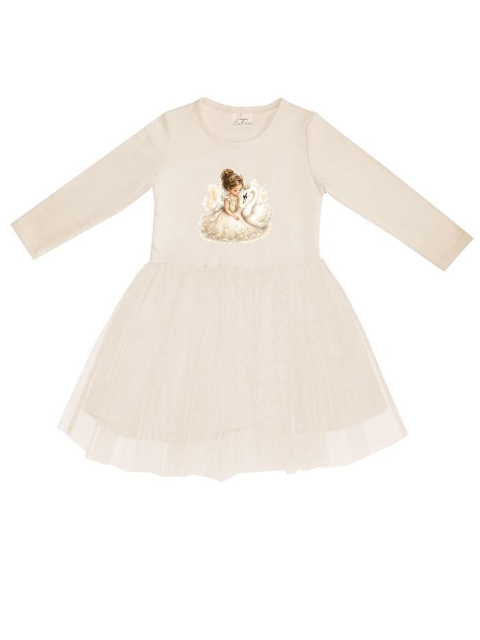 Girls' long-sleeve tulle dress SWAN and PRINCESS