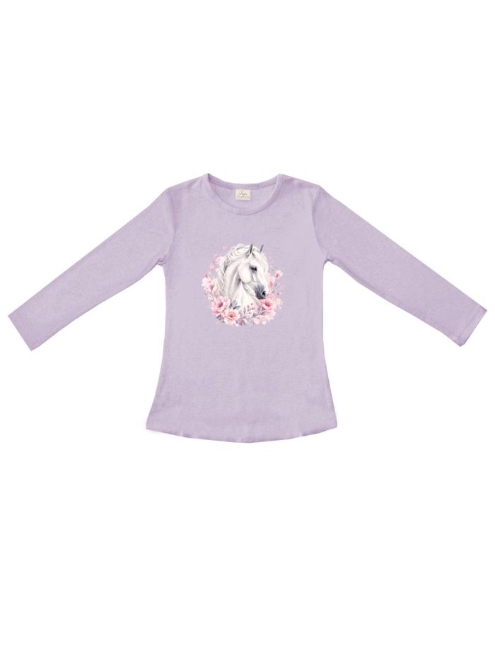 Girls' long-sleeved T-shirt LOVELY HORSE