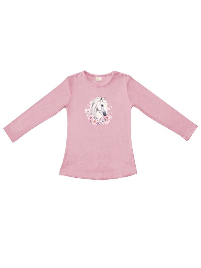 Girls' long-sleeved T-shirt LOVELY HORSE
