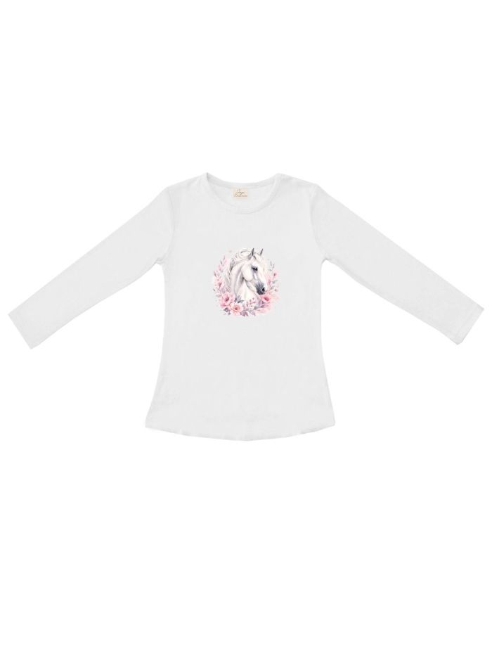Girls' long-sleeved T-shirt LOVELY HORSE