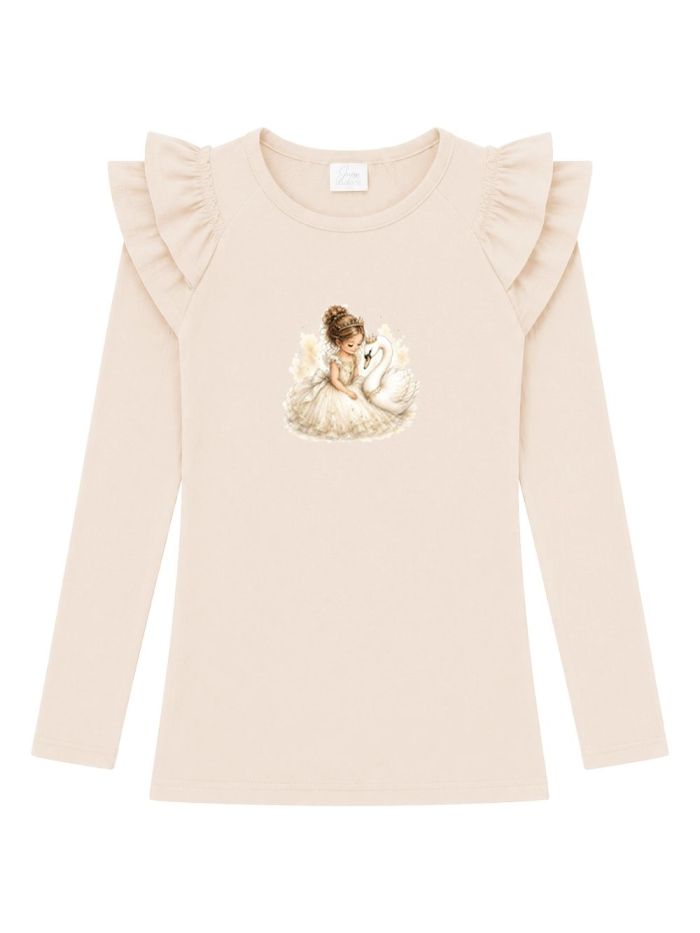 Girls' long-sleeved T-shirt  SWAN and PRINCESS