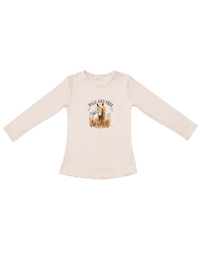 Girls' long-sleeved T-shirt WILD and FREE