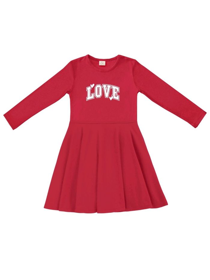 Girls' LOVE and HEARTS long-sleeved dress