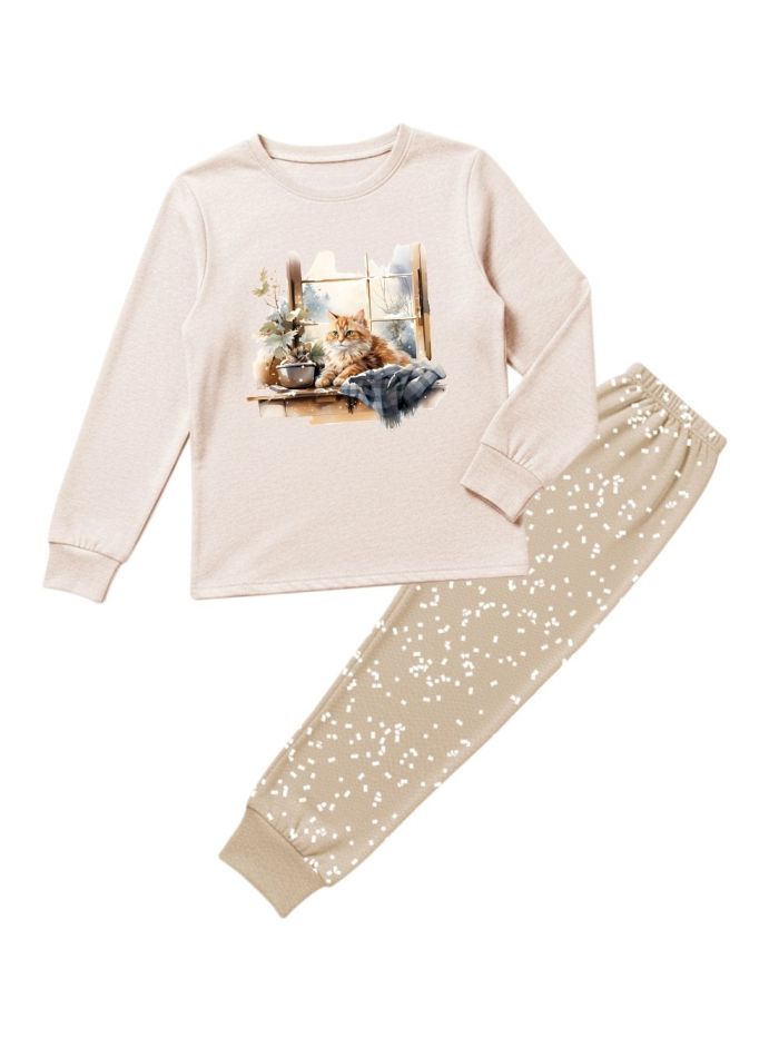 Girls' pajamas CAT in the WINDOW