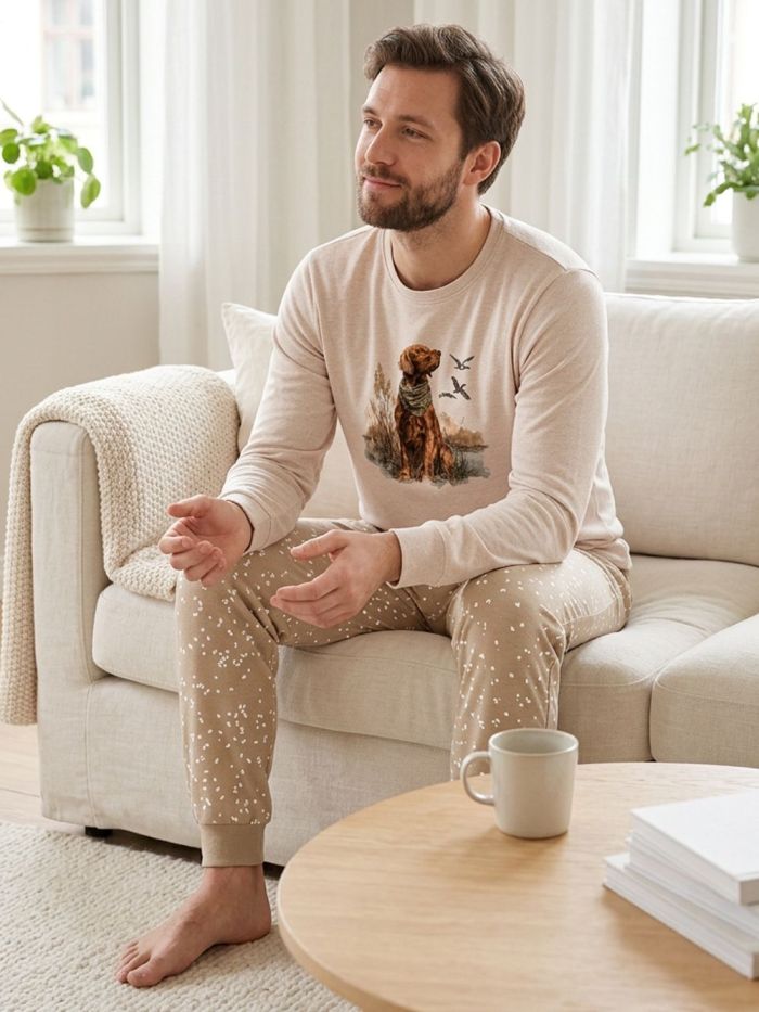 Men's short-sleeved pajamas DOG and DUCKS