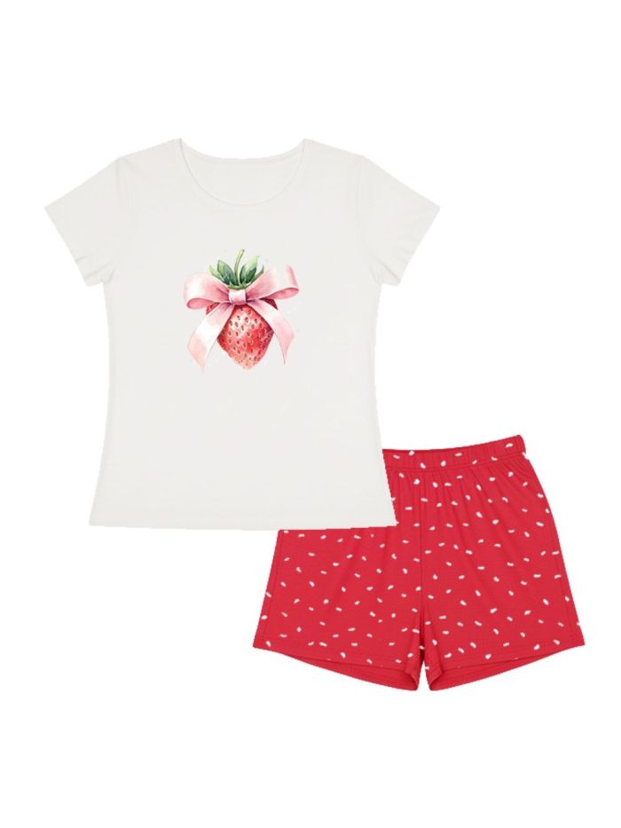 Pyjamas SWEET STRAWBERRY with short sleeves