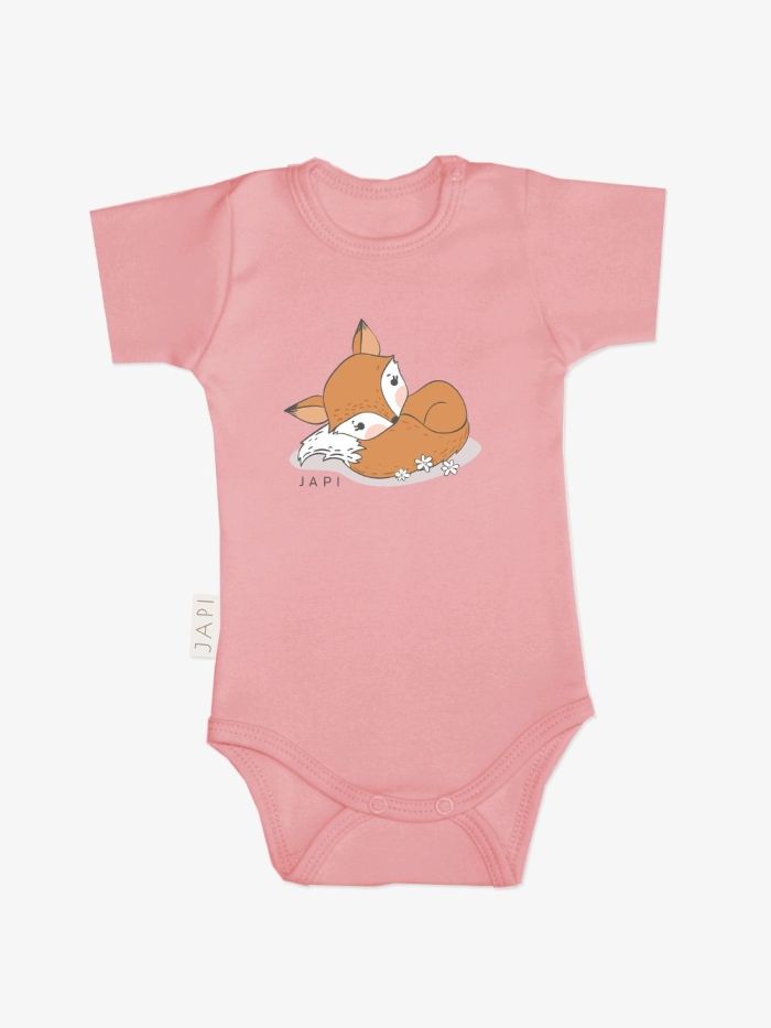 Detské body s krátkym rukávom s líškou